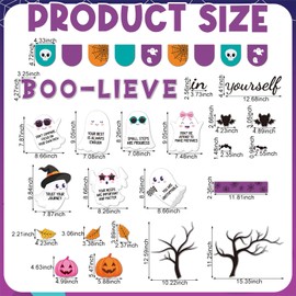 Motiskyy 52 Pcs Halloween Bulletin Board Positive Boo-Lieve in Yourself Bulletin Board Spooky Ghost Boo Pumpkin Spider Bat Cutouts Season Classroom Decors for Halloween Holiday Party School Home