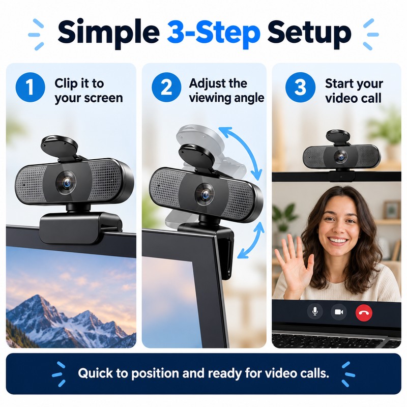 1080P USB Webcam for Video Calls – Autofocus Camera with