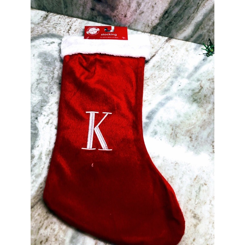 Monogram Christmas Red Velvet Monogram Hanging Stocking“Lette