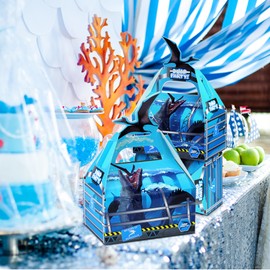 GLURUITE 16Pcs Mosasaurus Treat Boxes Jurassic Dinosaur Park World Party Supplies for Mosasaurus Theme Birthday Party Favor Candy Goodies Gift Bags