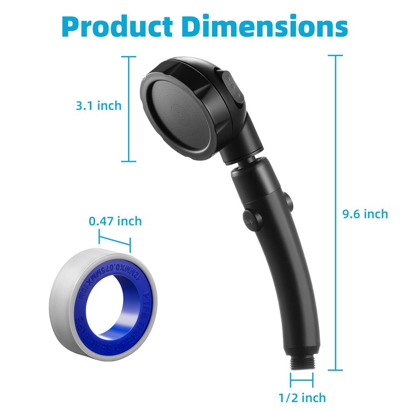 Marbrasse High Pressure Shower Head, 3-Settings Handheld Showerhead with ON/Off