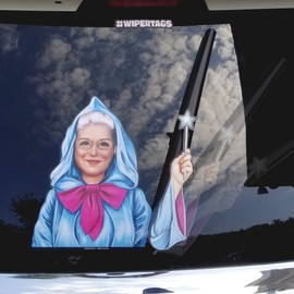Fairy Godmother Waving Magic Wand WiperTags USA with Decal for Rear Vehicle Wipers