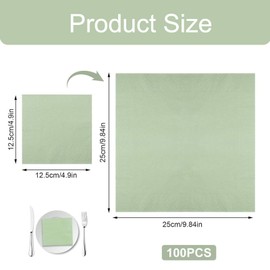 100 Stück Servietten Hochzeit Servietten Salbeigrün Servietten Eukalyptus Servietten Cocktail Servietten 25x25cm für Hochzeiten Taufen Babypartys Geburtstagsfeiern