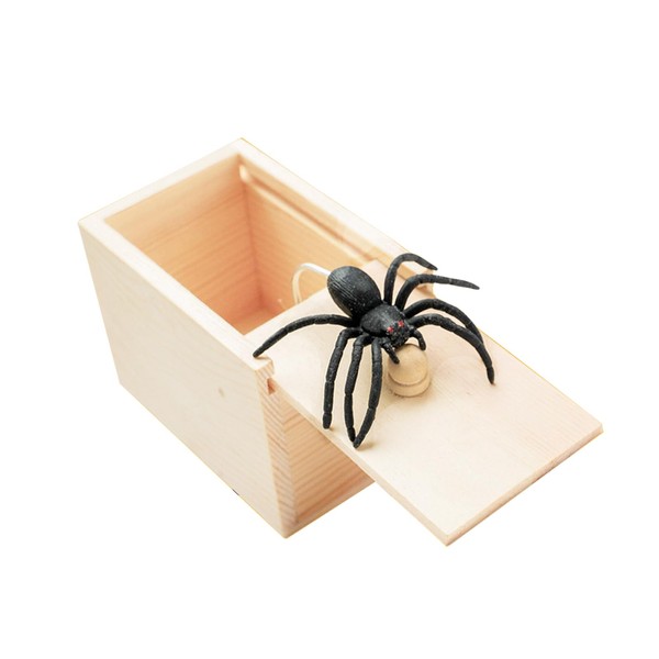 Rubber Spider Trick Box, Handmade Wooden Trick Surprise Box Spider