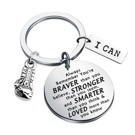 BNQL Boxing Keychain Boxing Lovers Gifts Boxing Glove Charm Boxing Inspirational Gifts You Are Braver Stronger Smarter Than You Think (SILVER)