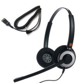 IPD Phone Headset 2.5mm with Microphone Noise Cancelling for Office and Call Center Corded IPH-165 Binaural- Compatible with Ciso SPA,Polycom 320,321,330 and Other Cordless Phones