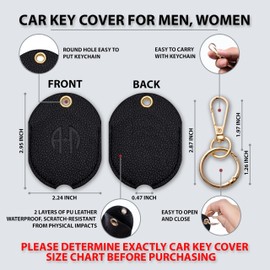 ANHBKAR Leather Keys Sleeve for Broken Car Key Loop Replacement - Cute Keychain Cover - Protector, Holder for Men & Women (XLarge - Black 02)