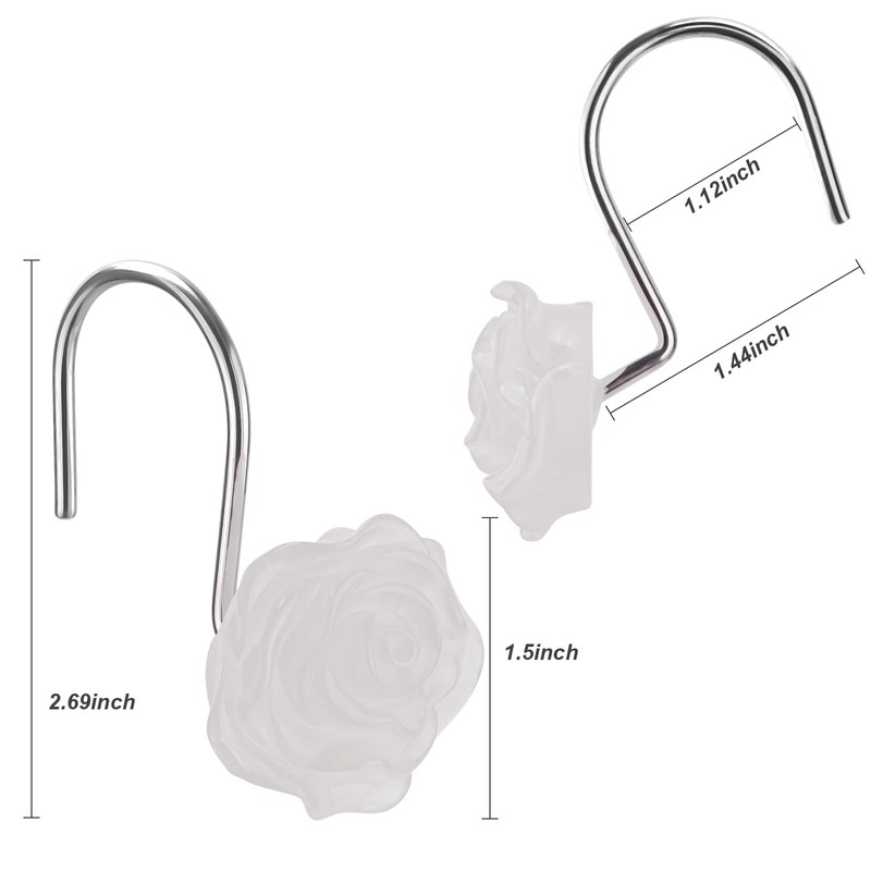 SIMPLE CLEVER HOMES 365 Rose Shower Curtain Hooks, Glow in