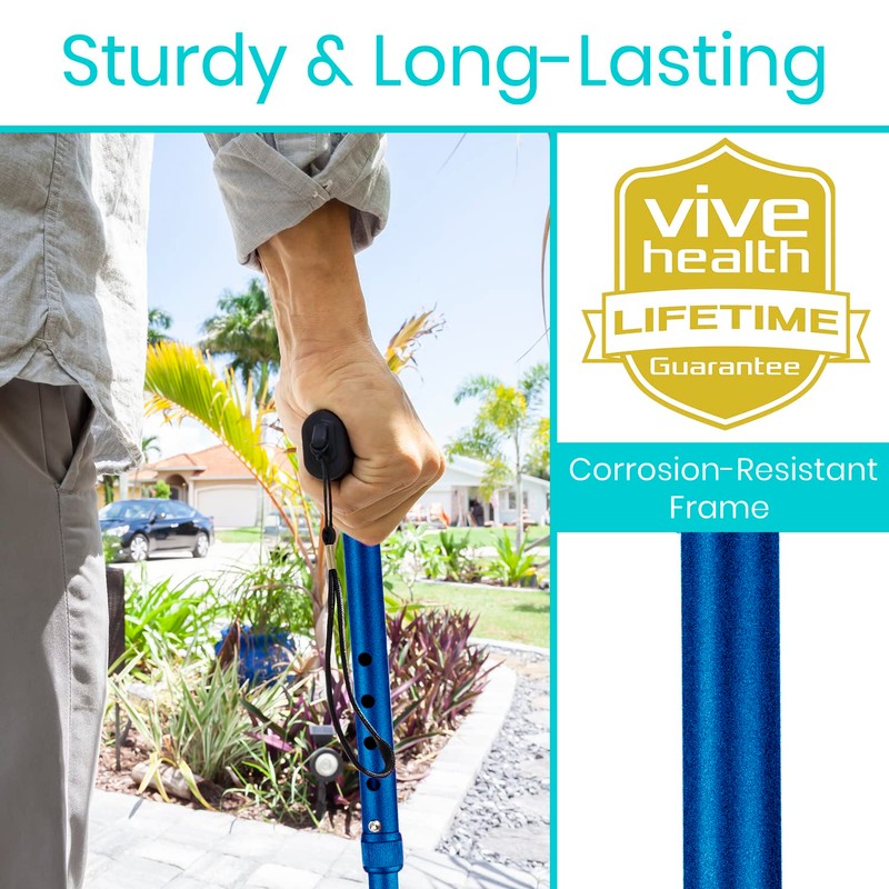 Vive Folding Cane - Foldable Walking Cane for Men, Women