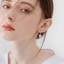 Owl Earrings for Women Sterling Silver Owl Jewelry Birthstone Owl Dangle Earrings Christmas Gifts (06-June)