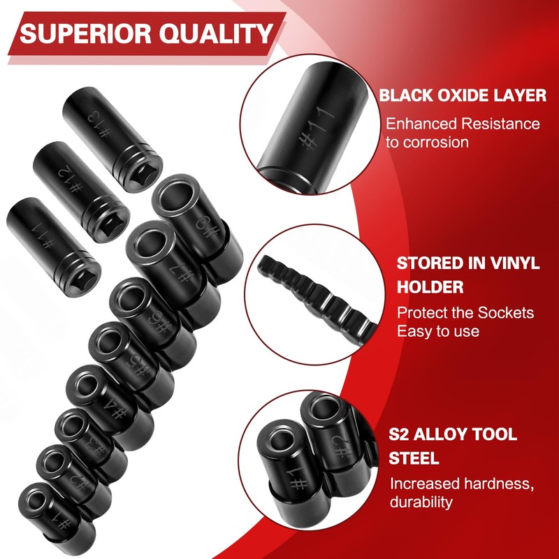 70700 Tap Socket Set 11 Pcs, Magnetic Adapter for Std/Metric