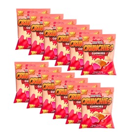 Crunchies Bear Design Premium Strawberry Cream Filling Crunchy Bite Size Cookies 12 Bags 0.52 Oz Individual Packets Fun Bulk Family Pack Snacks
