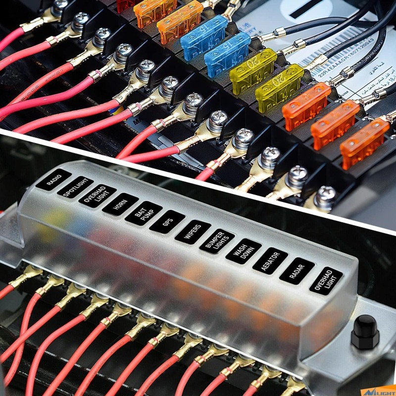 Nilight 12 Way Fuse Block with Negative Bus 12V Blade