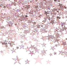 DazzJoy Pack of 4000 Glitter Confetti Stars Confetti Christmas, 2 Sizes Stars Decoration, Rose Gold, Christmas Confetti Decoration Stars, Glitter Stars Confetti Decoration, New Year's Eve, Sequins