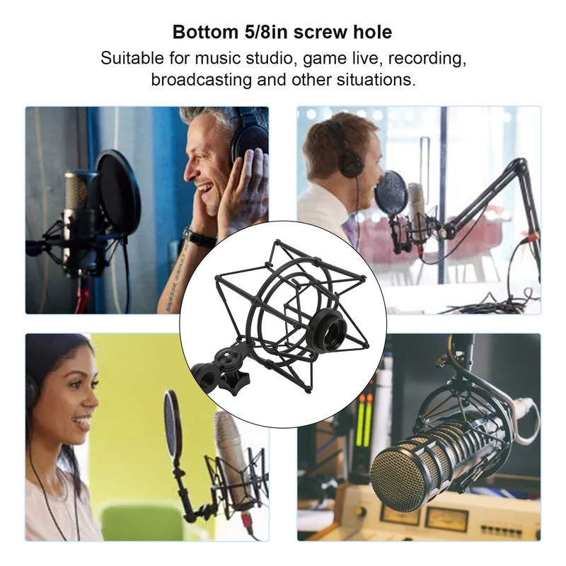 Microphone Shock Mount Clip Mic Anti Vibration Holder for Live