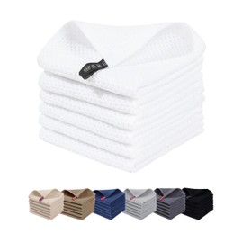 Panos Kitchen Towels, Dishcloths, Counter Wipes (with Loops) / Waffle Weave, Cotton Kitchen Towels, Set of 6 Pieces, 11.8 x 11.8 inches (30 x 30 cm), White