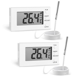 2 Packs Digital Oven Thermometer -58°F to 572°F/-50°C-300°C, Thermometer with Probe, High Low Temperature Alarm, LCD, White (2)