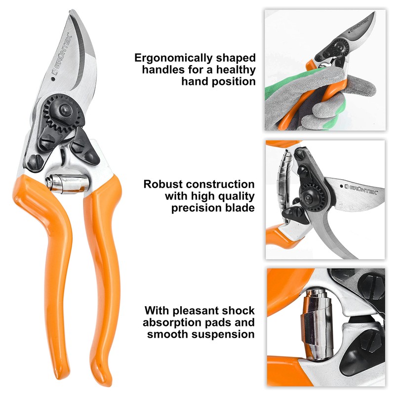 GRÜNTEK Secateurs Z-25, for LEFT-HANDER, forged, premium bypass pruning shears