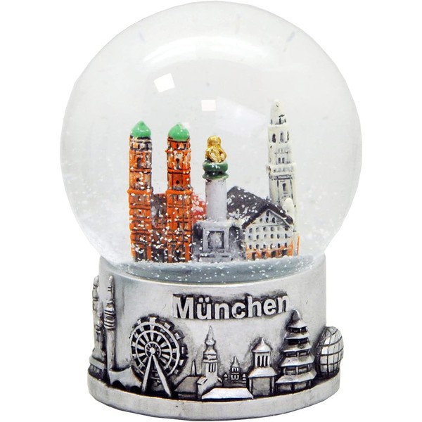 Minium Collection 30050 Souvenir Snow Globe Munich Skyline Silver Base 80 mm