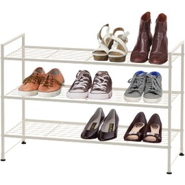 Simple Houseware 3-Tier Stackable Shoes Rack Storage Shelf, White