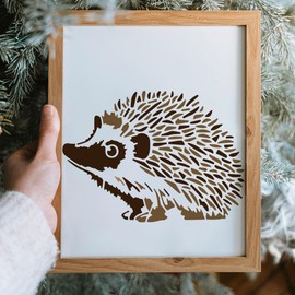 MAYJOYDIY Hedgehog Stencil 30 x 30 cm Large Painting Template for Wild Animals with Brush Reusable Drawing Template for Nocturnal Animals for Wood Fabric Walls Window Crafts
