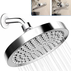 Cabeza de Ducha de lluvia- Alcachofa Ducha de Baño Fija Para Baja y Alta Presión Redonda 6 Pulgadas Montaje Soporte Fijo de 5 Función Cromo Pulido Ahorro de Agua Regaderas Fijas para Baño (15cm/6'')