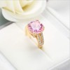Hongcaihu pink synthetic cushion cut 5ct zircon ring 5A inlaid
