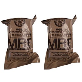 TWO (2) NEW MRE's 2020 - 2021 1st Insp. date - US Military Meals Ready-to-Eat w/FREE DESSERT! (Two 24's - Southwest Beef & Black Beans)