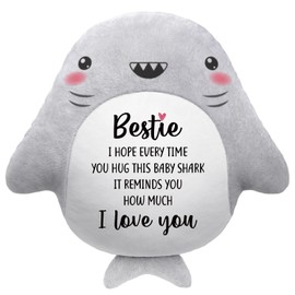 IDELTIME Best Friend Birthday Gifts for Women, I Love You Shark Pillow, Bestie Gifts for Women, Long Distance Friendship Gift for Besties BFF Friends on Christmas, Cute Decorative Throw Pillow