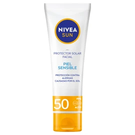 NIVEA SUN Protector Solar Facial para Piel Sensible (50 ml), Bloqueador Solar Libre de Aroma con FPS 50+, de Sensación Ligera no Grasoso ni Pegajoso para Piel Sensible