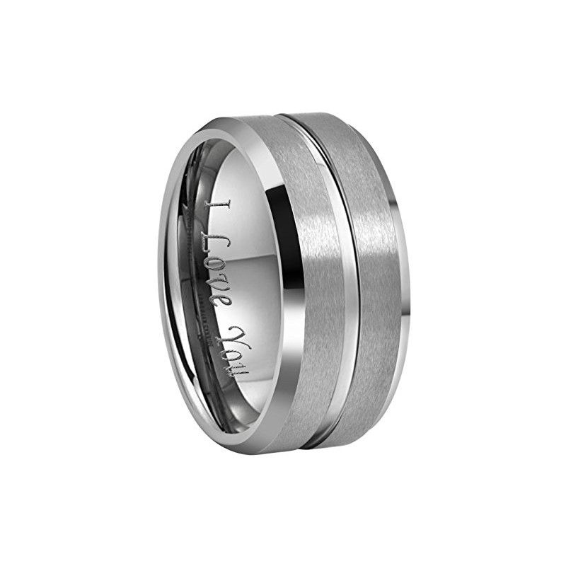 CROWNAL 10mm 8mm 6mm Tungsten Wedding Band Ring Engraved I