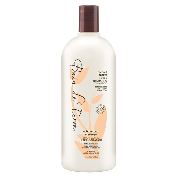 Bain de Terre Ultra Hydrating Shampoo | Coconut Papaya | Overly Dry, Damaged Hair | Argan & Monoi Oils | Paraben Free | 33.8 Fl Oz