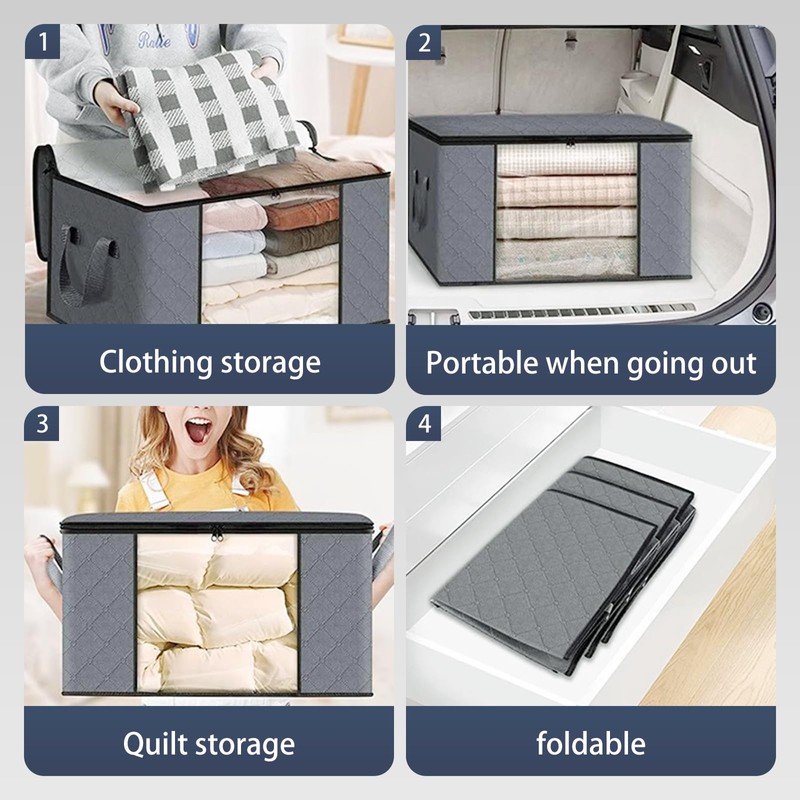 90L Large Storage Bags 6 Pack Foldable Storage Bags with