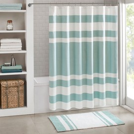 Madison Park MP70-1485 Spa Waffle Shower Curtain 72x72 Aqua,72x72