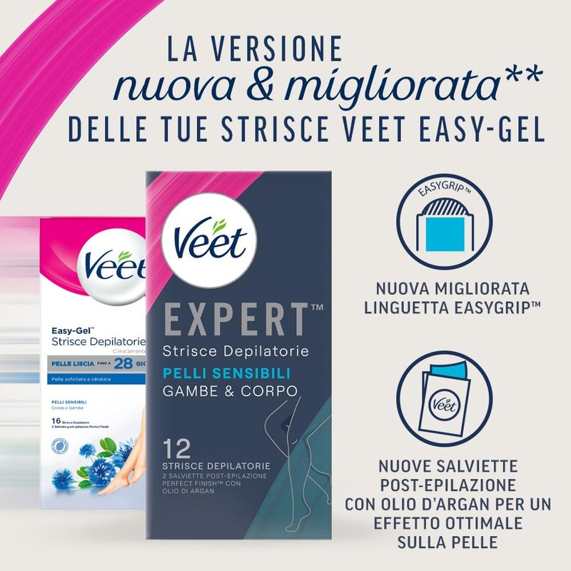 Veet Expert 36 Strisce Depilatorie Gambe e Corpo, Ceretta per