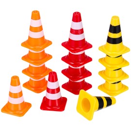 Gadpiparty Pack of 15 Miniature Traffic Cones Simulation of Mini Traffic Cones Small Road Block Signs Building Cones Role Play Educational Toy for Children and Toddlers