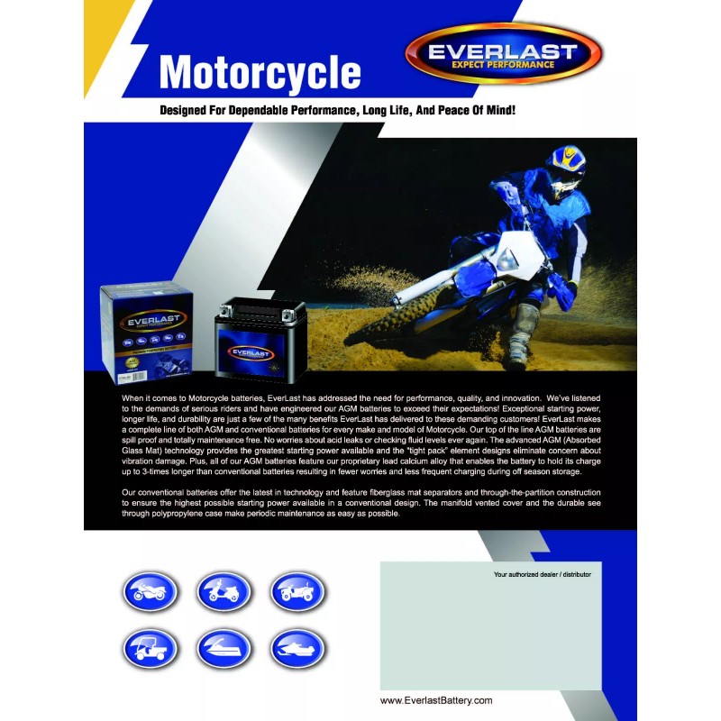 EVERLAST CT14B-BS - 12V AGM Sealed Maintenance-Fr