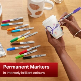 Sharpie Permanent Markers | Fine Point for Bold Details | Assorted Colours | 12 Count