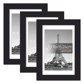 upsimples Pack of 3 Picture Frames 10 x 15 cm Black Picture Frame 10.16 x 15.24 cm