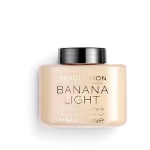 Makeup Revolution Loose Baking Powder, Make Up Setting Powder, Provides Long-lasting Coverage, Reduces Shine, For Light Skin Tones, Banana Light, 32g