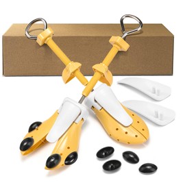 RIRPUAE Shoe Stretchers for Men Women Wide Feet, 4-Way Adjustable Length Width & High Shoe Tree Expander (Yellow Men's 7.5-13)