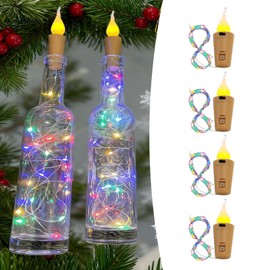 LETOUR Bottle Fairy Lights Cork, Pack of 4 Cork Fairy Lights 2 m / 20 LEDs RGB Bottles Cork Bottle for Wedding Decoration Christmas Decoration