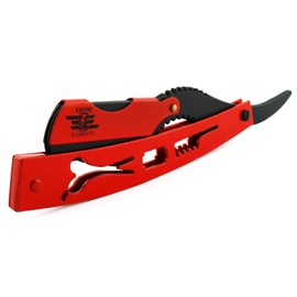 Amazing Design Straight Edge Barber Shaving Razor - Red and Black - Free Blades
