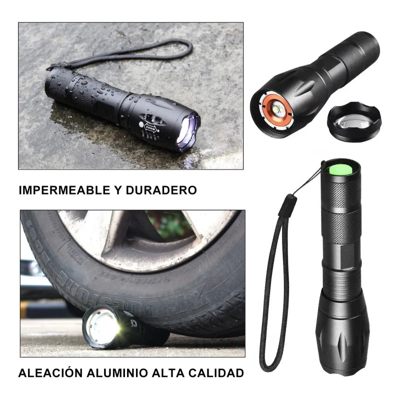 Linterna Recargable Lampara Ultravioleta Y Blanco Camping Blanco Y Luz