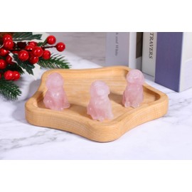 Jovivi Rose Quartz Dog Crystal Figurines Home Decor Carved Gemstone Pet Animal Cute Puppy Dog Statue Stone Energy Sculpture Healing Crystals Gifts for Women Men