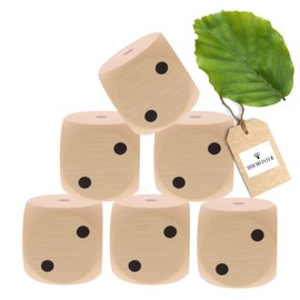 5 x Hofmeister® Wooden Dice, 4 x 4 cm, for Children or for Playing, 100% European Natural Product, Made of Native Beech Wood, with Eye Numbers