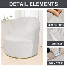 VIENLOVE Velvet Single Sofa Cover Swivel Barrel Chair Cover Modern Accent Chair Slipcovers Barrel Armchairs Sofa Cover Protector for Home Decor Living Room