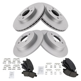 TRQ Front and Rear Brake Pad & Rotor Kit Brake Pads Brake Rotor Ceramic Premium G-Coated Compatible with 2012-2017 Hyundai Accent Kia Rio
