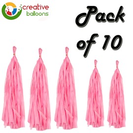 Tissue Paper Tassels Decorative Wall Hanging Tassel Garland Banner Pink Tassels for Crafts Home Decoration Wedding Birthday Baby Shower Party Supplies Pack of 10