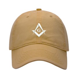 L8502-LXYB Baseball Cap Men Masonic Embroidered Washed Cotton Dad Hat Unisex Baseball Caps (Khaki,7 5/8)